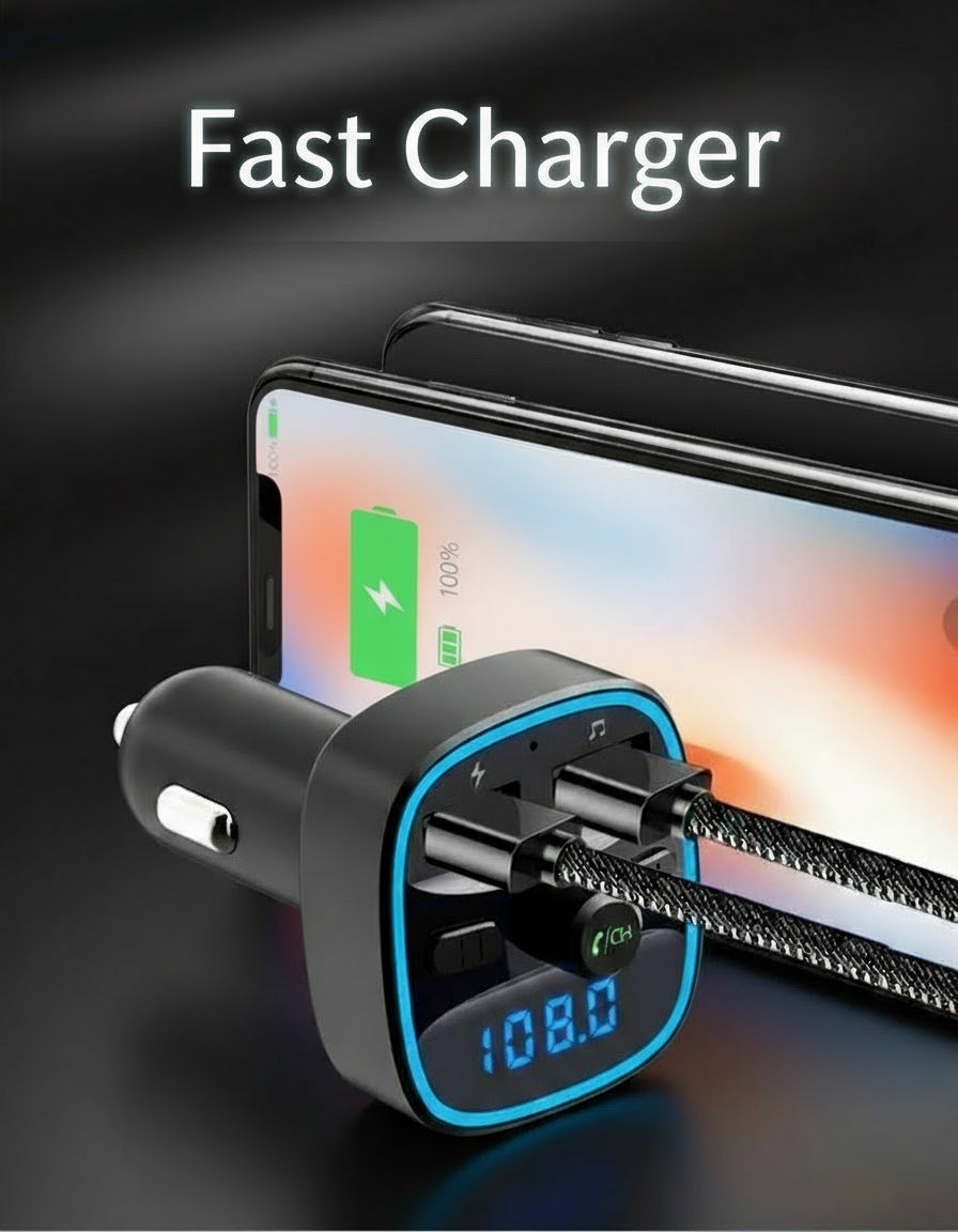 Bluetooth FM Transmitter + Fast Charger